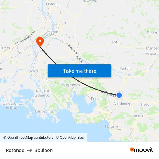 Rotonde to Boulbon map
