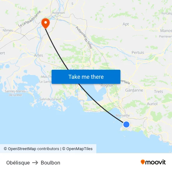Obélisque to Boulbon map