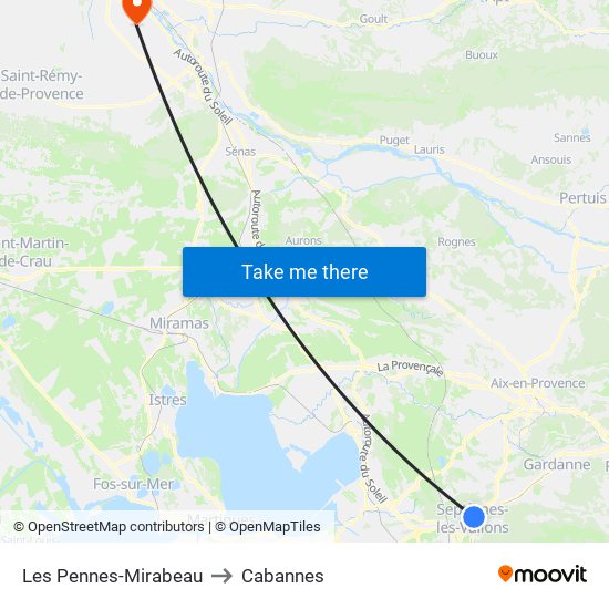 Les Pennes-Mirabeau to Cabannes map