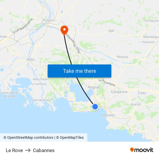 Le Rove to Cabannes map