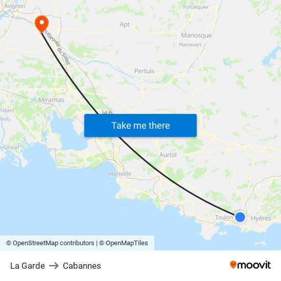La Garde to Cabannes map