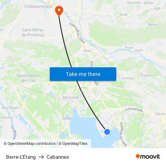 Berre-L'Étang to Cabannes map