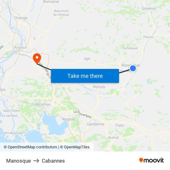 Manosque to Cabannes map