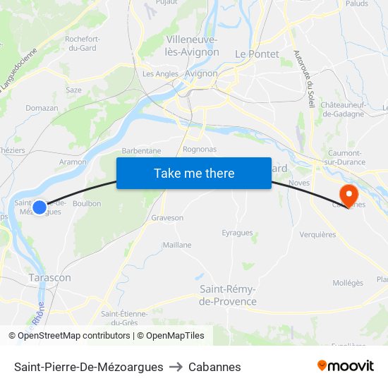 Saint-Pierre-De-Mézoargues to Cabannes map