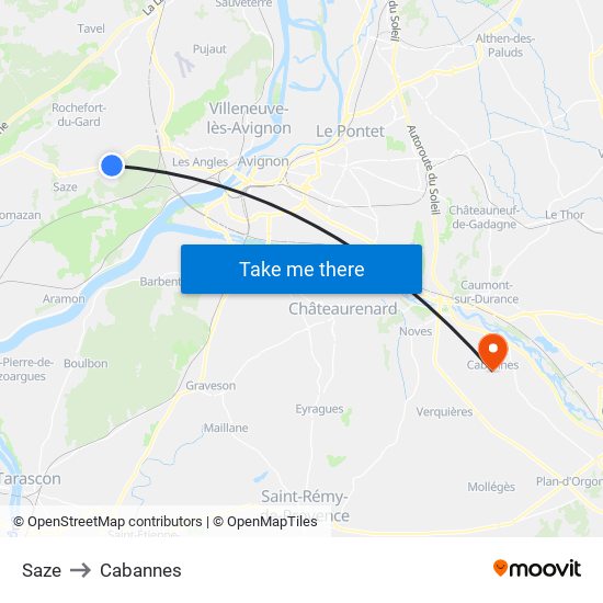 Saze to Cabannes map
