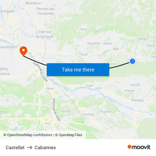 Castellet to Cabannes map