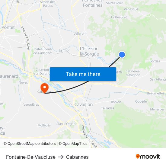 Fontaine-De-Vaucluse to Cabannes map