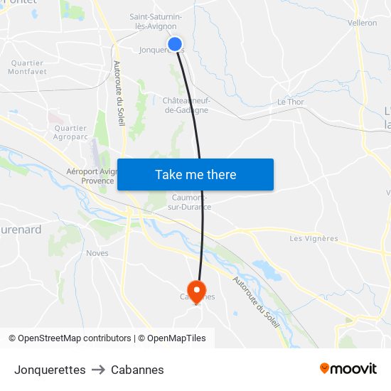 Jonquerettes to Cabannes map