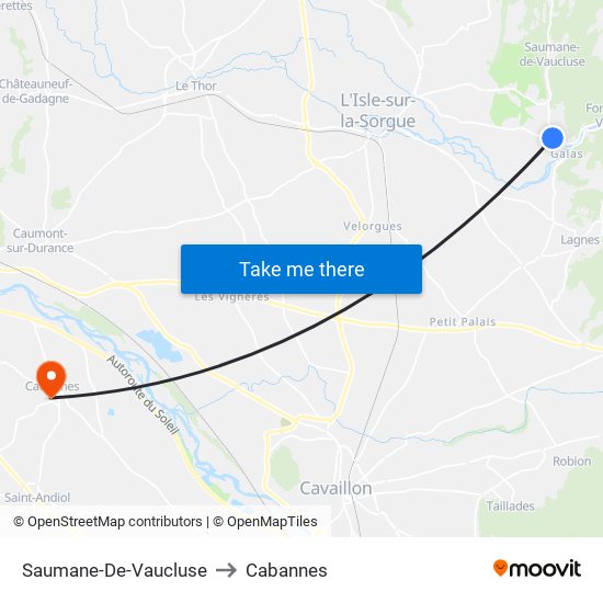 Saumane-De-Vaucluse to Cabannes map