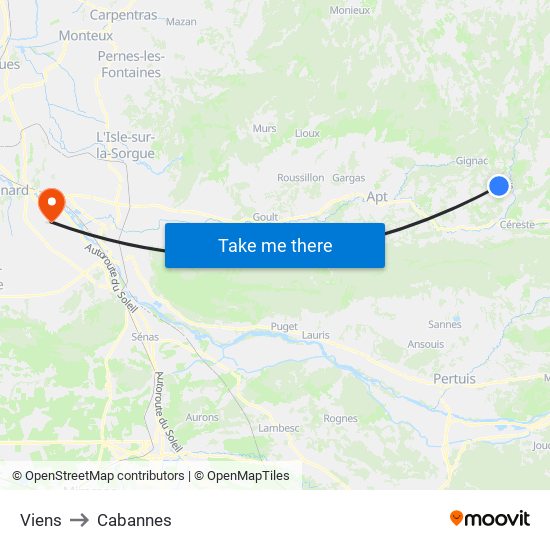 Viens to Cabannes map