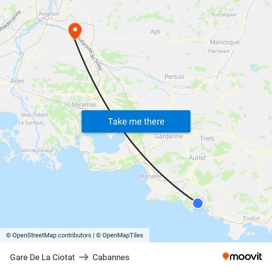 Gare De La Ciotat to Cabannes map