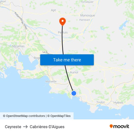 Ceyreste to Cabrières-D'Aigues map