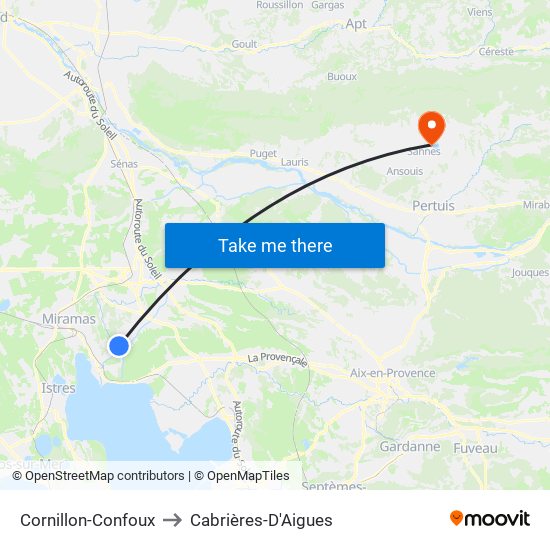 Cornillon-Confoux to Cabrières-D'Aigues map