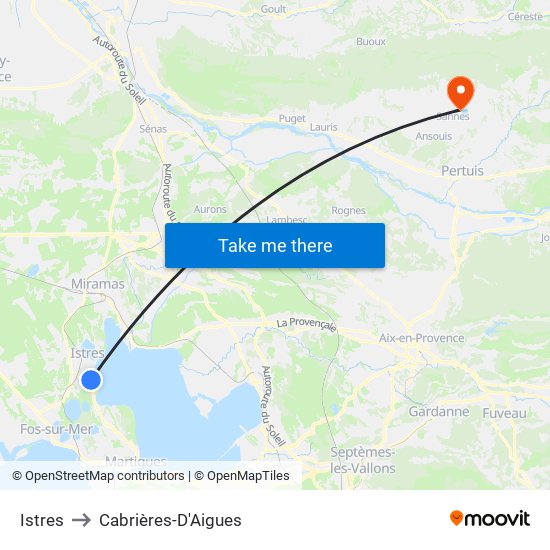 Istres to Cabrières-D'Aigues map