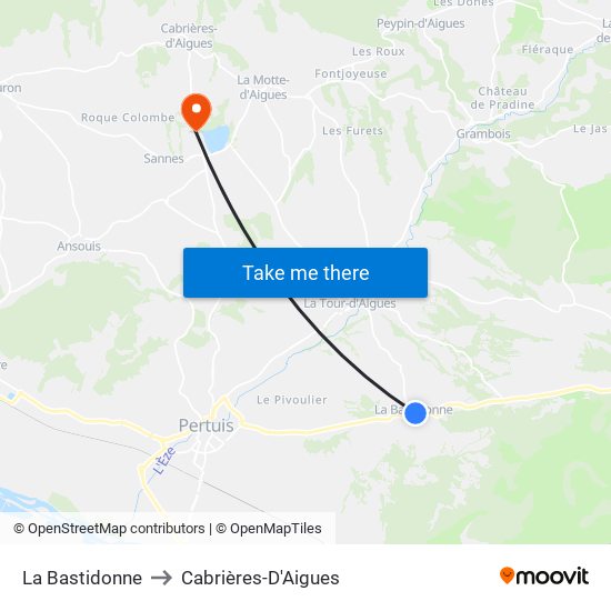La Bastidonne to Cabrières-D'Aigues map