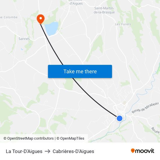 La Tour-D'Aigues to Cabrières-D'Aigues map