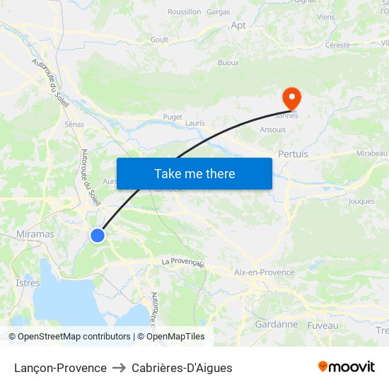 Lançon-Provence to Cabrières-D'Aigues map