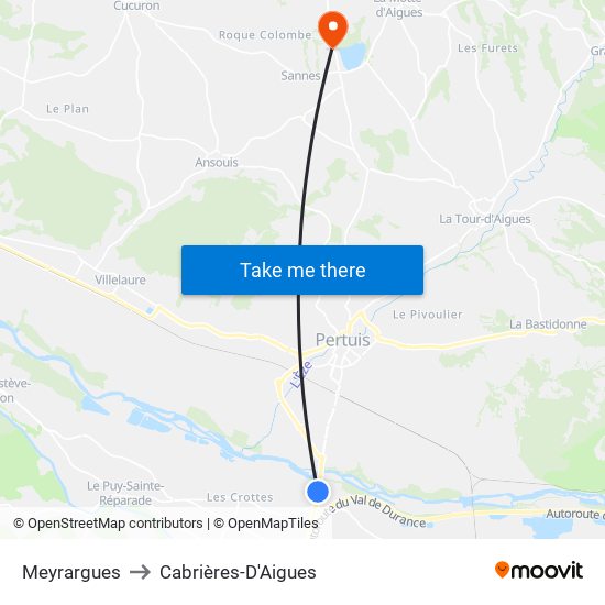 Meyrargues to Cabrières-D'Aigues map
