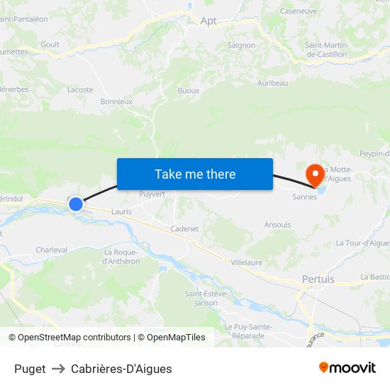 Puget to Cabrières-D'Aigues map