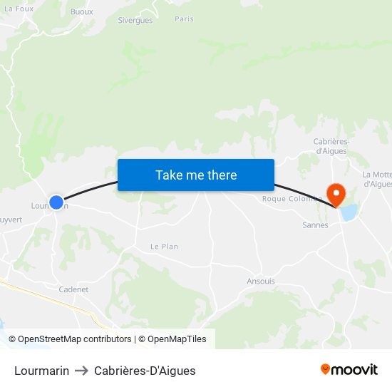 Lourmarin to Cabrières-D'Aigues map