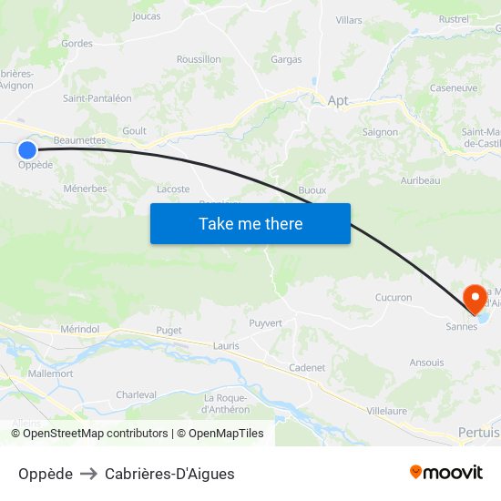 Oppède to Cabrières-D'Aigues map