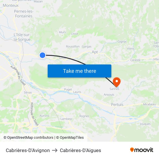 Cabrières-D'Avignon to Cabrières-D'Aigues map