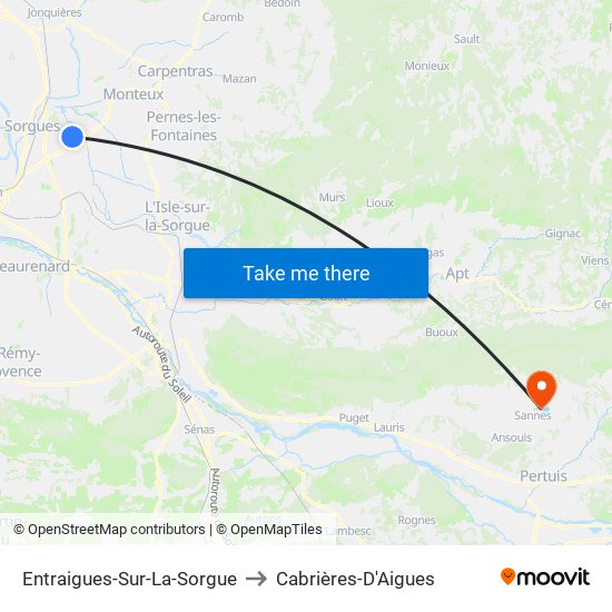 Entraigues-Sur-La-Sorgue to Cabrières-D'Aigues map
