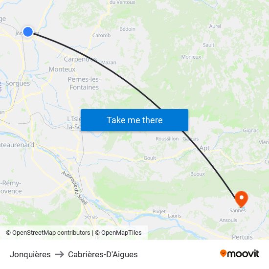 Jonquières to Cabrières-D'Aigues map