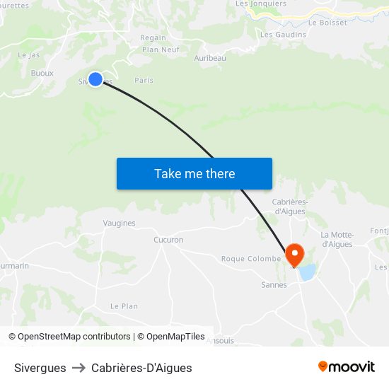 Sivergues to Cabrières-D'Aigues map