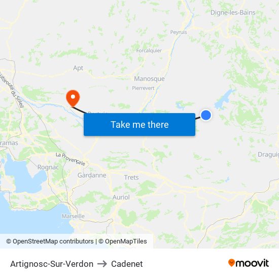 Artignosc-Sur-Verdon to Cadenet map