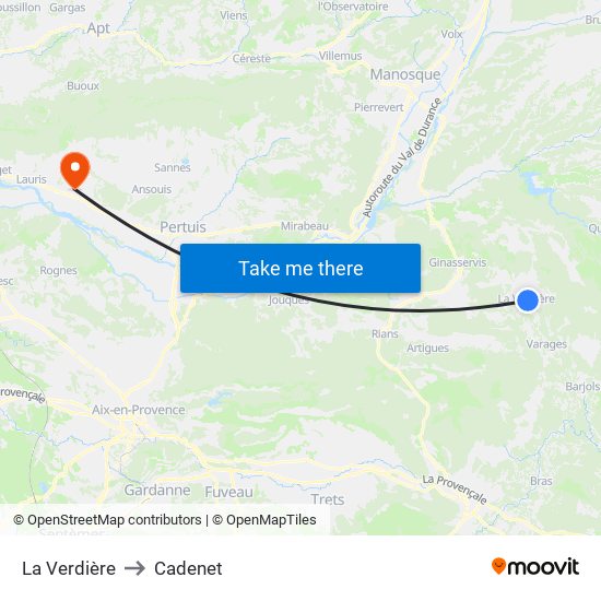 La Verdière to Cadenet map
