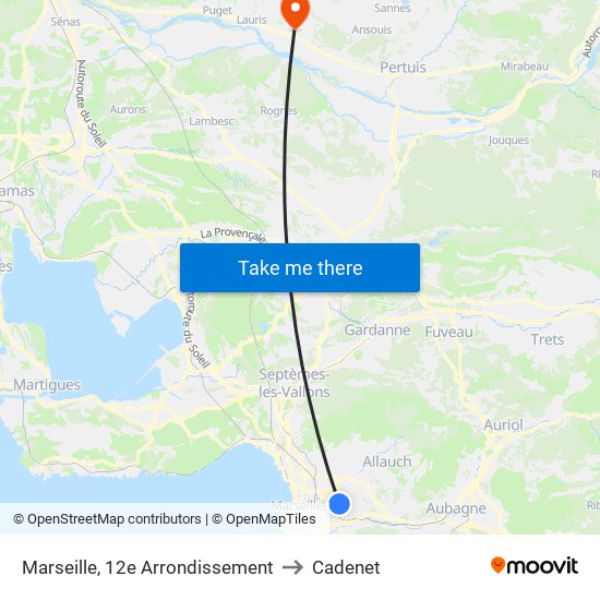 Marseille, 12e Arrondissement to Cadenet map