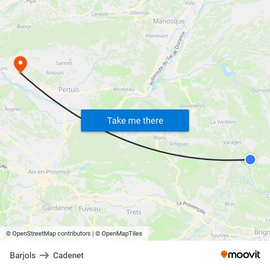 Barjols to Cadenet map