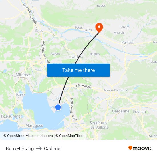 Berre-L'Étang to Cadenet map