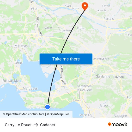 Carry-Le-Rouet to Cadenet map