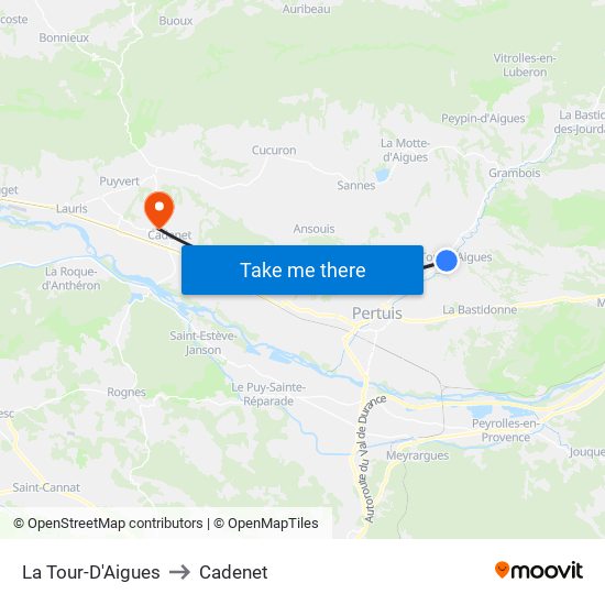La Tour-D'Aigues to Cadenet map
