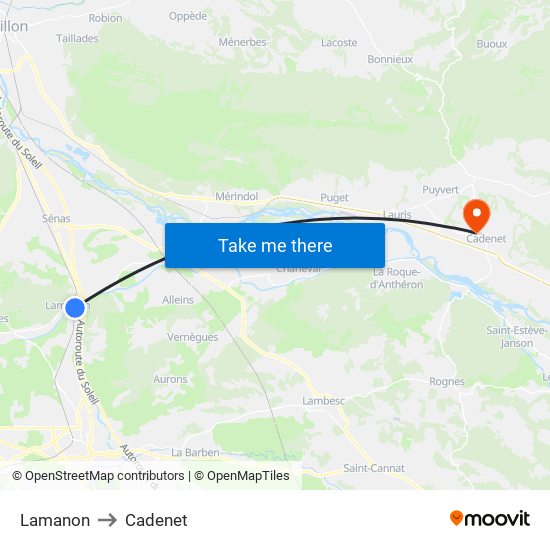 Lamanon to Cadenet map