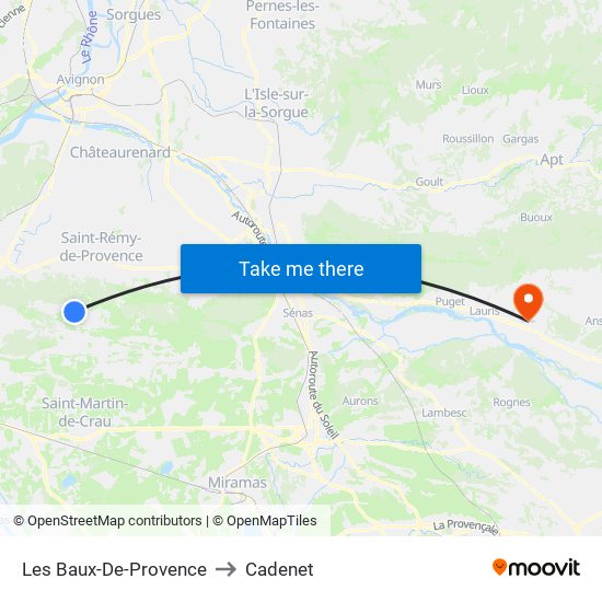 Les Baux-De-Provence to Cadenet map