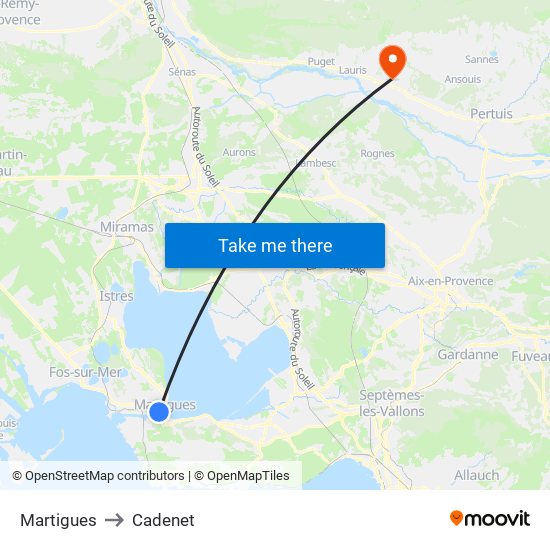 Martigues to Cadenet map