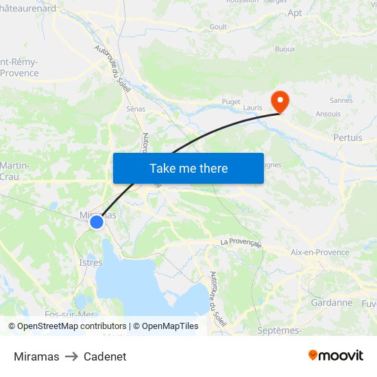 Miramas to Cadenet map