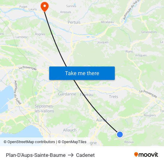 Plan-D'Aups-Sainte-Baume to Cadenet map