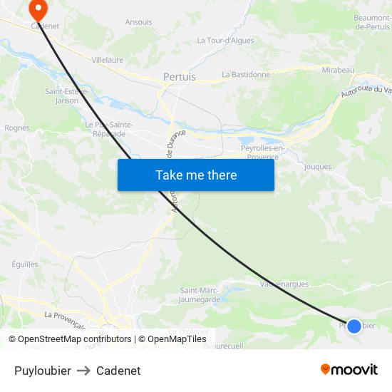 Puyloubier to Cadenet map