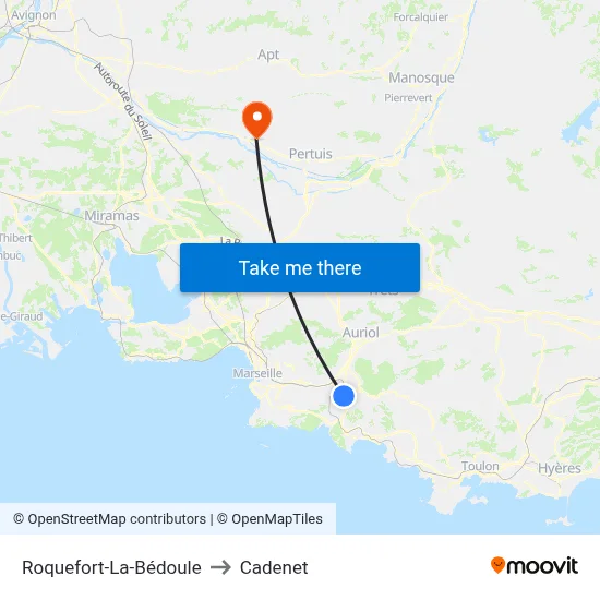Roquefort-La-Bédoule to Cadenet map