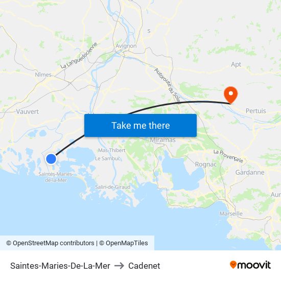 Saintes-Maries-De-La-Mer to Cadenet map