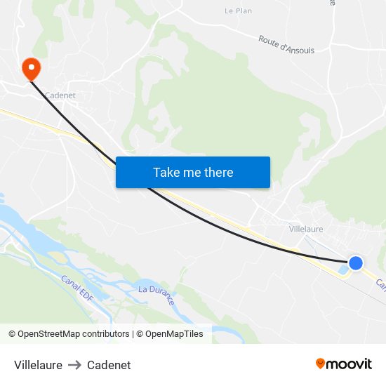 Villelaure to Cadenet map