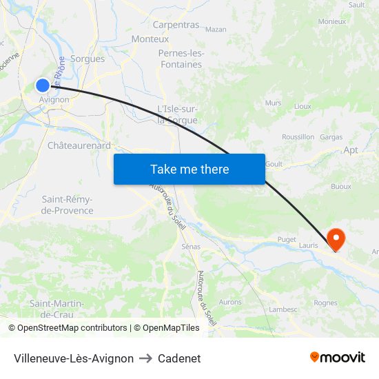 Villeneuve-Lès-Avignon to Cadenet map