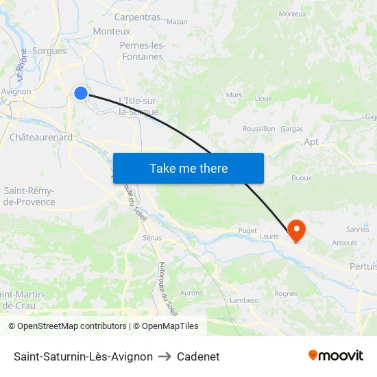 Saint-Saturnin-Lès-Avignon to Cadenet map