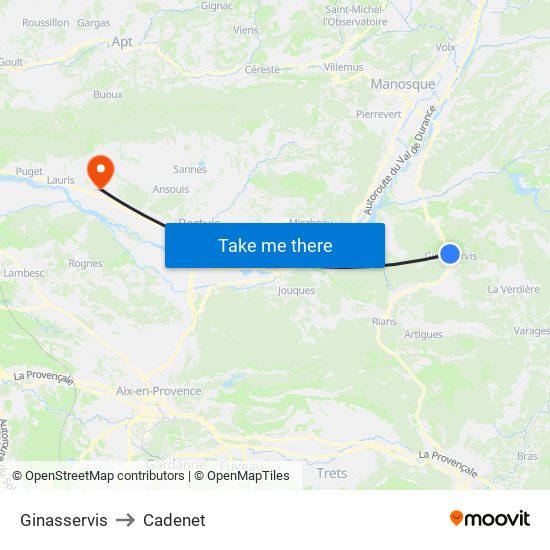 Ginasservis to Cadenet map