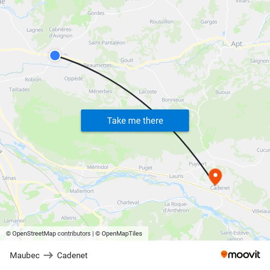 Maubec to Cadenet map