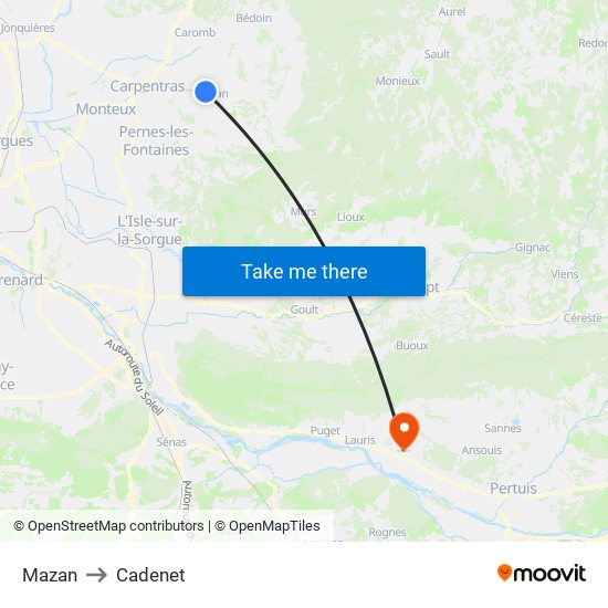 Mazan to Cadenet map